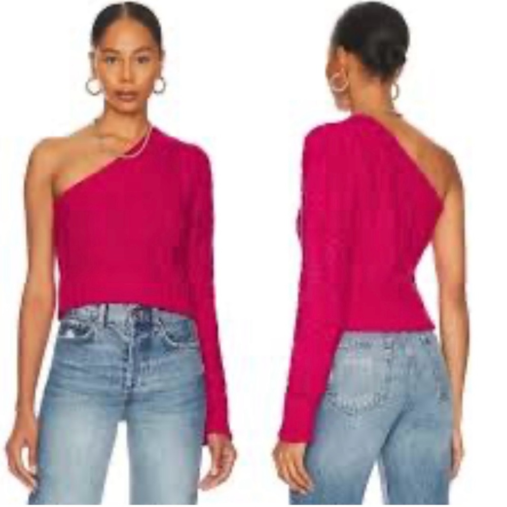 NWT For Love And Lemons hot pink Off-the-Shoulder Sweater